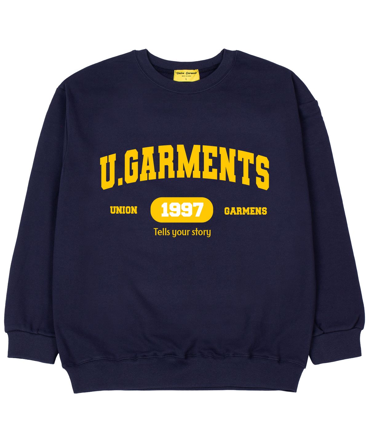 유니온가먼츠(UNION GARMENTS) 1997아치로고 쭈리 오버핏 맨투맨 티셔츠 네이비