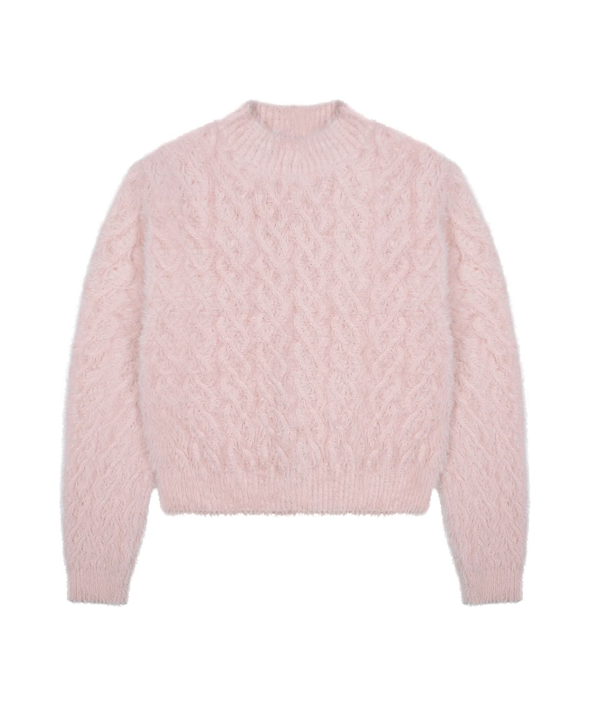 루나키후(RuNaKi'Hu') WXK014 루즈 꽈배기 풀오버 헤어리 니트 (LIGHT PINK)