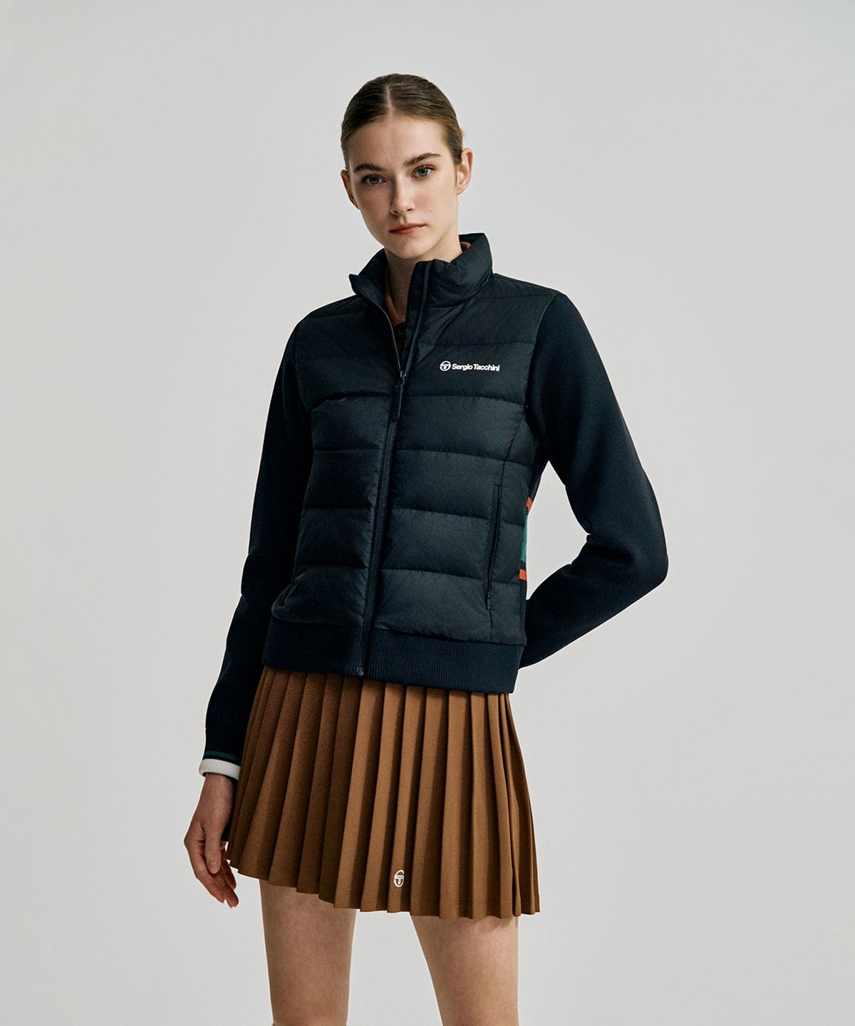 세르지오 타키니(SERGIO TACCHINI) W 플래그 스웨터 하이브리드 경량 다운점퍼