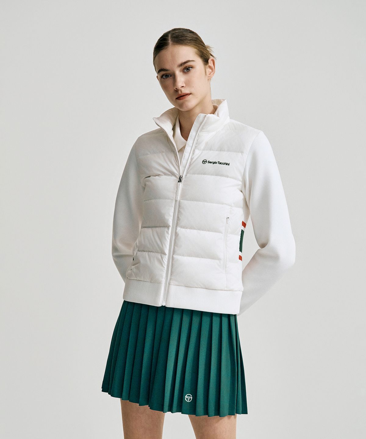 세르지오 타키니(SERGIO TACCHINI) W 플래그 스웨터 하이브리드 경량 다운점퍼