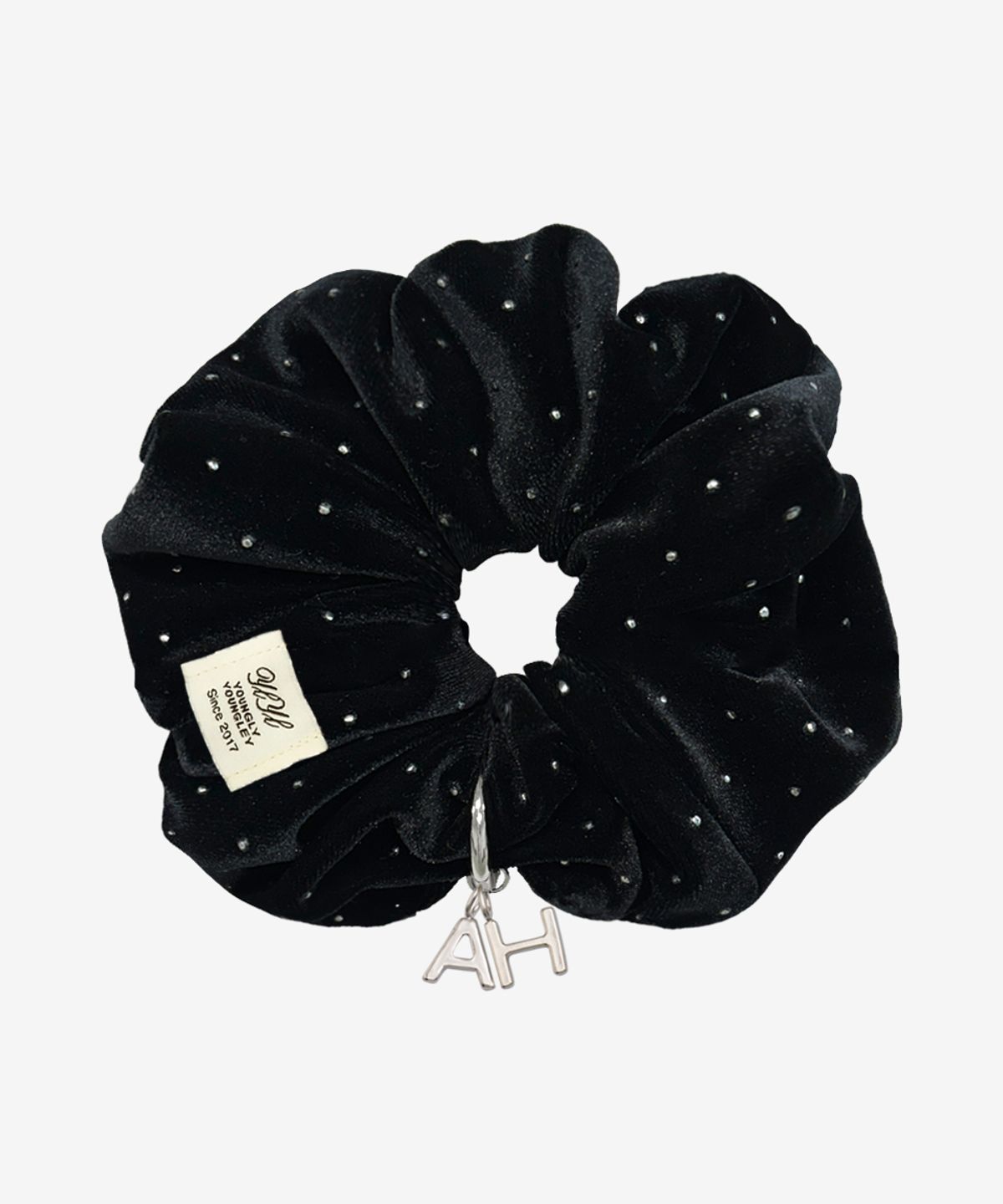 영리영리(YLYL) [이니셜 2개 선택/선물포장] Anniversary initial scrunchie, BLACK DOT
