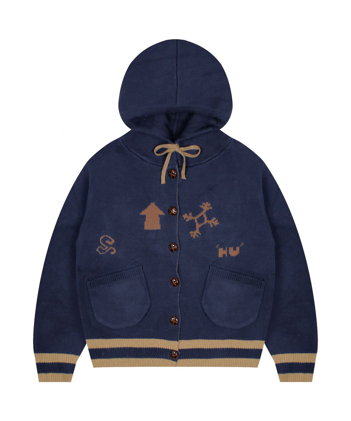 루나키후(RuNaKi'Hu') WXK012 하우스 후드 니트 가디건 (NAVY)