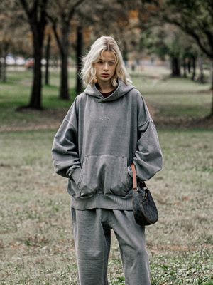 빈티지 피그먼트 워싱 후드 티셔츠 그레이