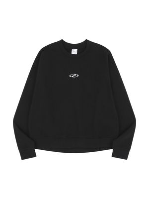 더블 루프 로고 슬릭 맨투맨 블랙