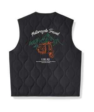 트래블러 엠보더리 퀼팅 베스트 블랙 FVT207