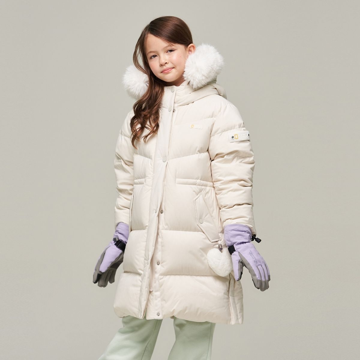 내셔널지오그래픽 키즈(NATIONAL GEOGRAPHIC KIDS) K244GDW930 셀레네 롱 덕 다운 점퍼 IVORY