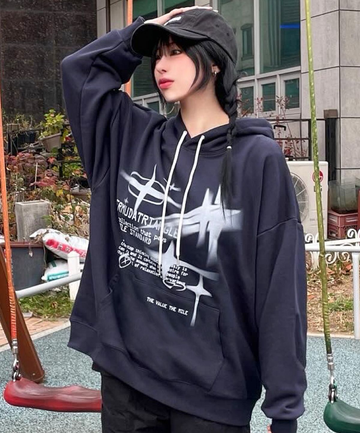 더마일(THEMILE) 컴파운드 에트 스웨트 후드 NAVY