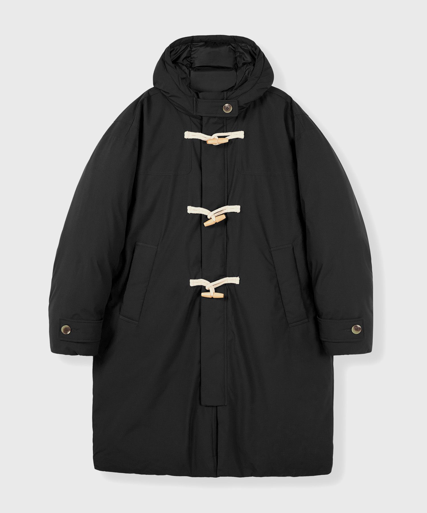 MUSINSA | KIIMUIR Overfit 2-WAY Duffle Hood Long Padding_Black