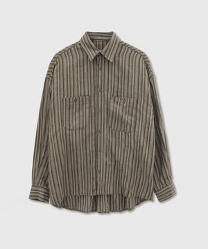 스트라이프 퍼티그 투포켓셔츠_카키