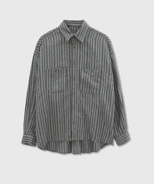 스트라이프 퍼티그 투포켓셔츠_블랙