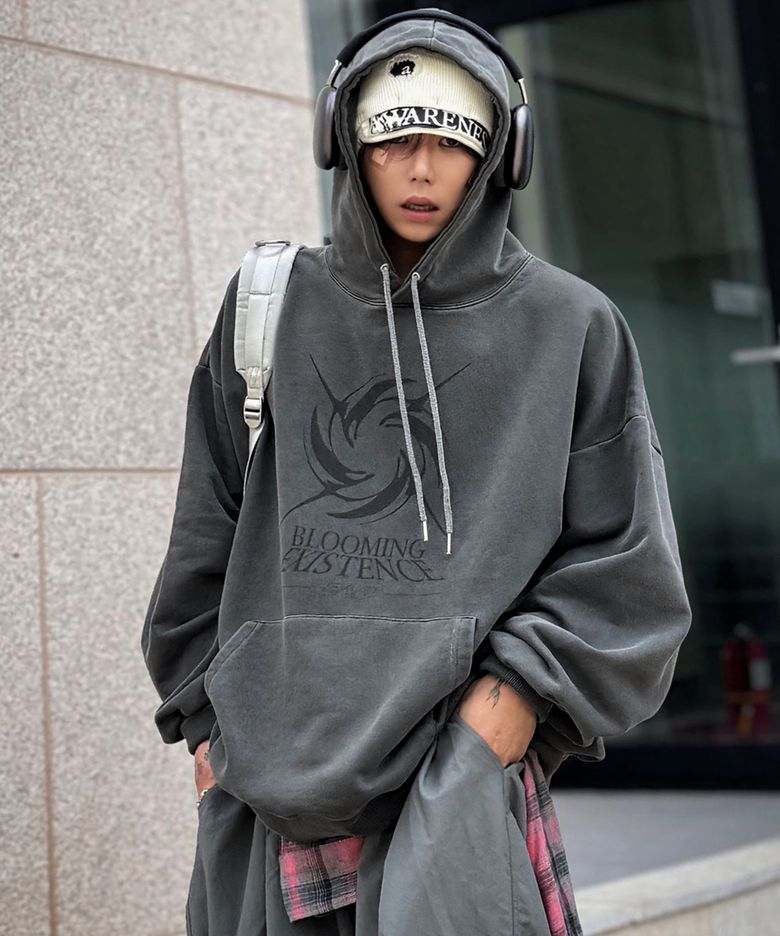블루밍 더스트 스웨트 후드 [피그먼트 D.GREY]