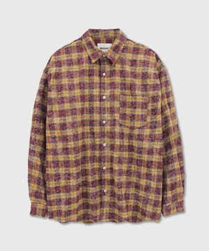 페인팅 원 포켓 체크셔츠_와인