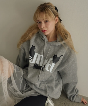 블랙 캣 후드 (멜란지 그레이)