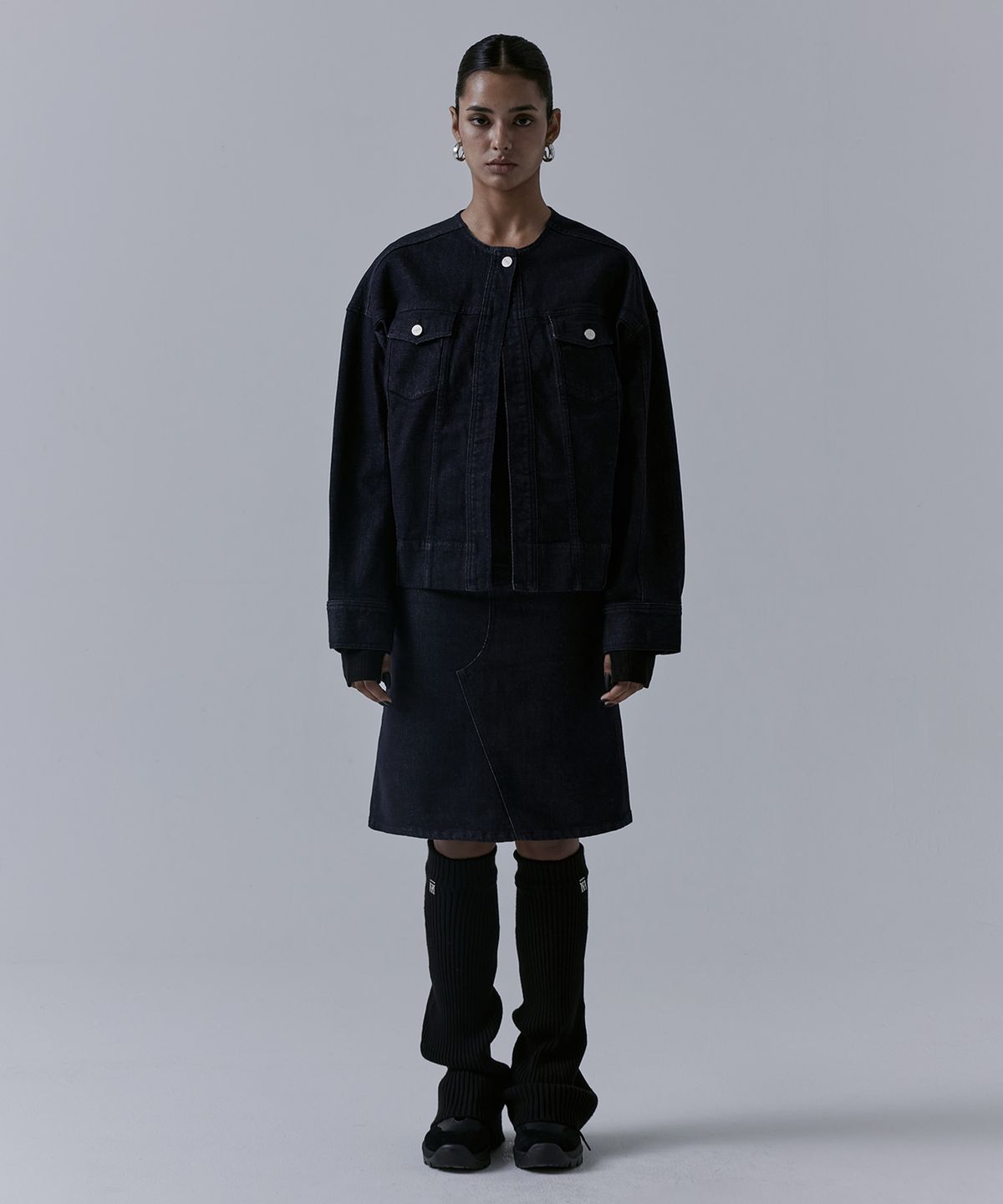 트리밍버드(TREEMINGBIRD) One Button Denim Set-up Jacket [ Indigo ]