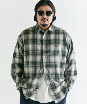 [빅사이즈]BVM 오버핏 체크 셔츠 딥그린