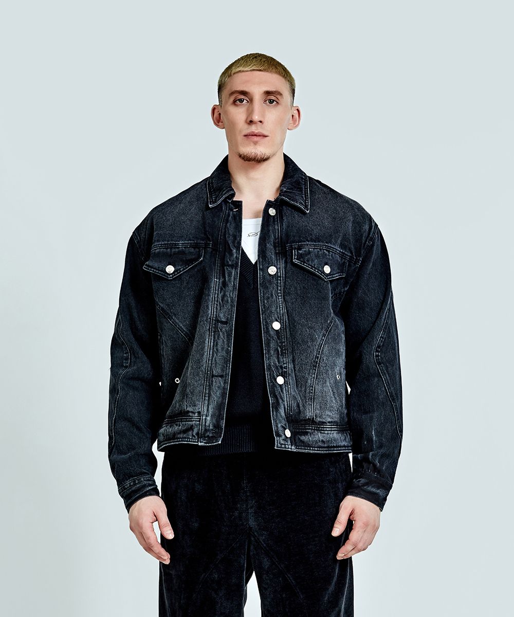 MUSINSA公式 | 51PERCENT Tunnel Lining denim Jacket - Washed black