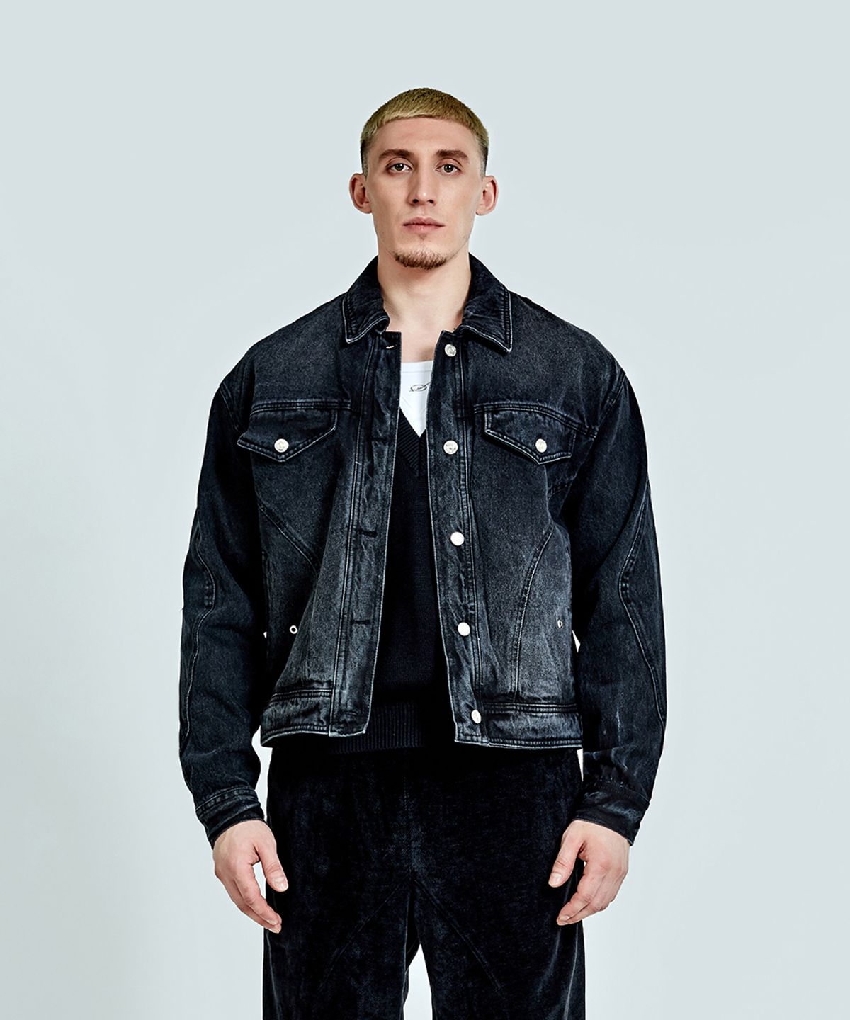 51퍼센트(51PERCENT) Tunnel Lining denim Jacket - Washed black