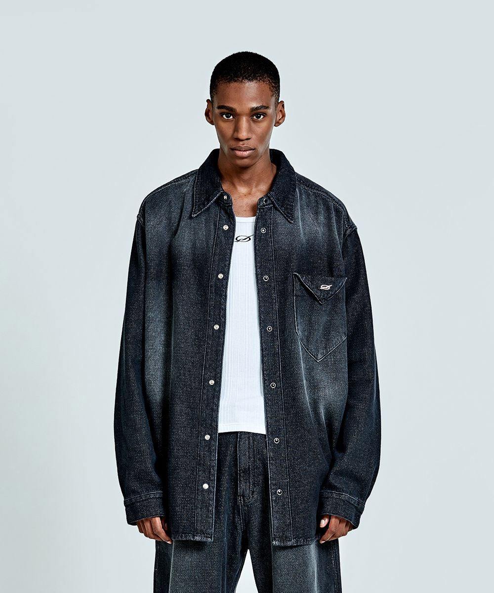 51PERCENT ■ Waffle denim shirt MUSINSA | 51PERCENT Waffle denim shirt - Blue