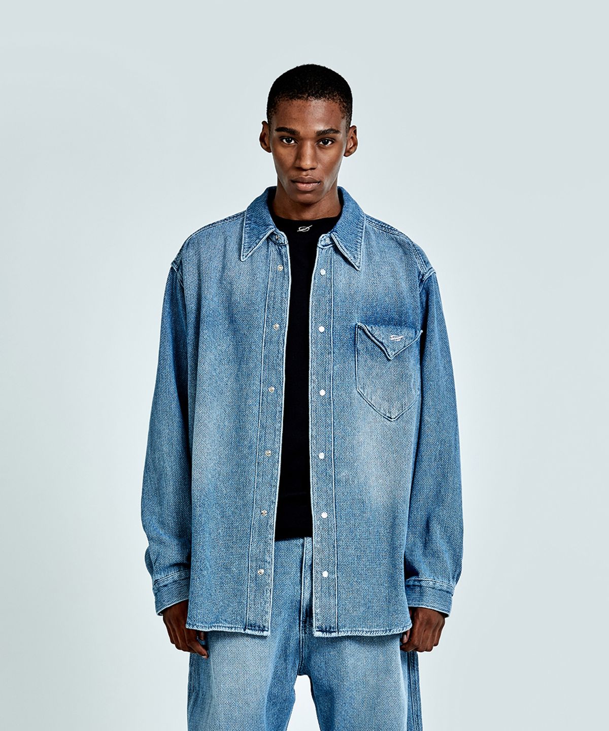 51퍼센트(51PERCENT) Waffle denim shirt - Blue