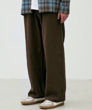 ADN 와이드 커브드 절개 데일리 코튼 팬츠 면바지 [브라운]