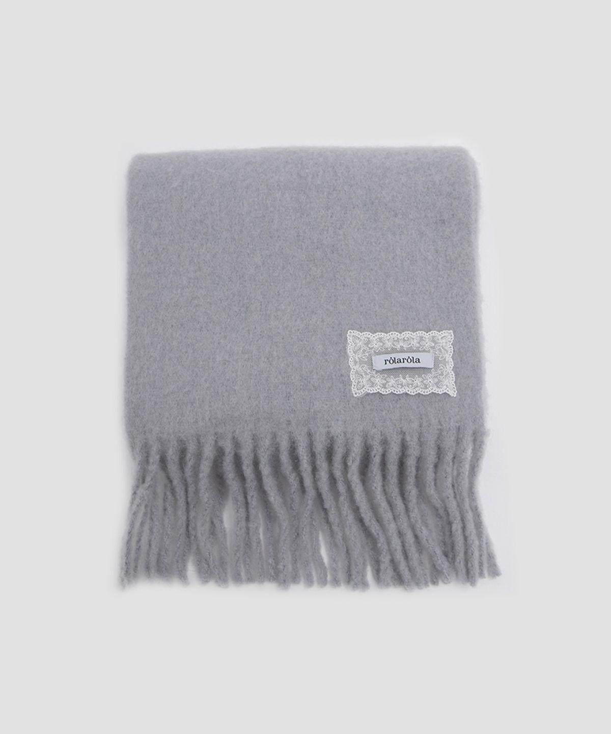 로라로라(ROLAROLA) LACE LABEL HAIRY MUFFLER GRAY