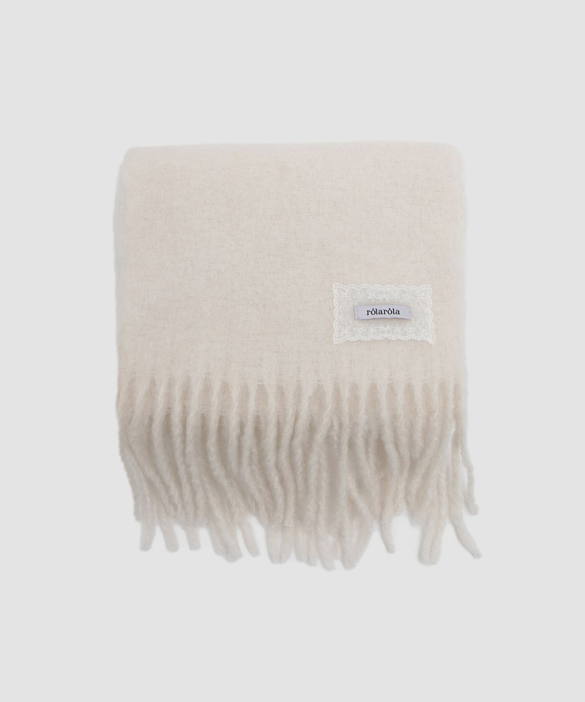 로라로라(ROLAROLA) LACE LABEL HAIRY MUFFLER IVORY