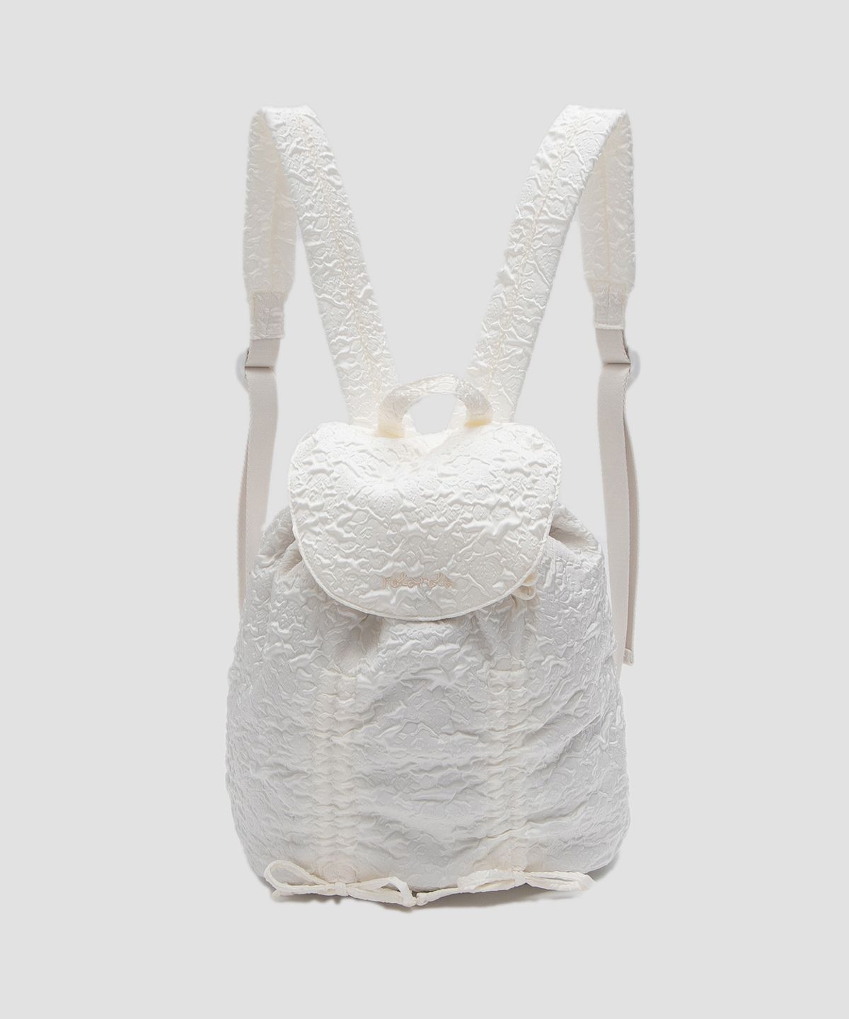 로라로라(ROLAROLA) JACQUARD SHIRRING BACKPACK IVORY