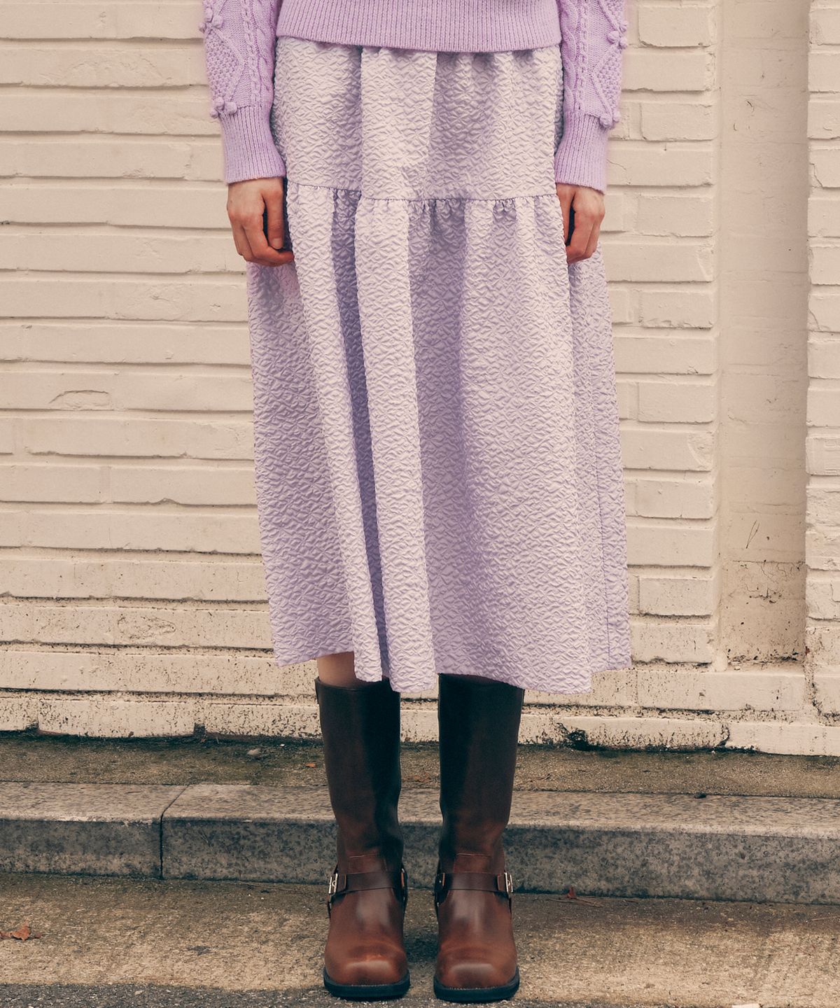 로라로라(ROLAROLA) TIERED LONG SKIRT LAVENDER