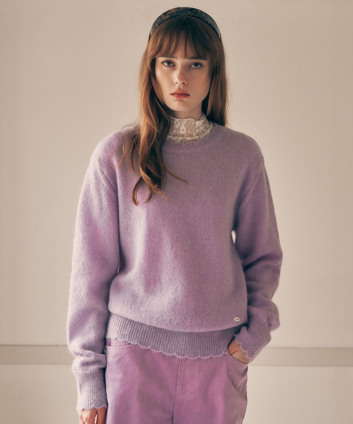 로라로라(ROLAROLA) MOHAIR WOOL BLENDED KNIT LAVENDER