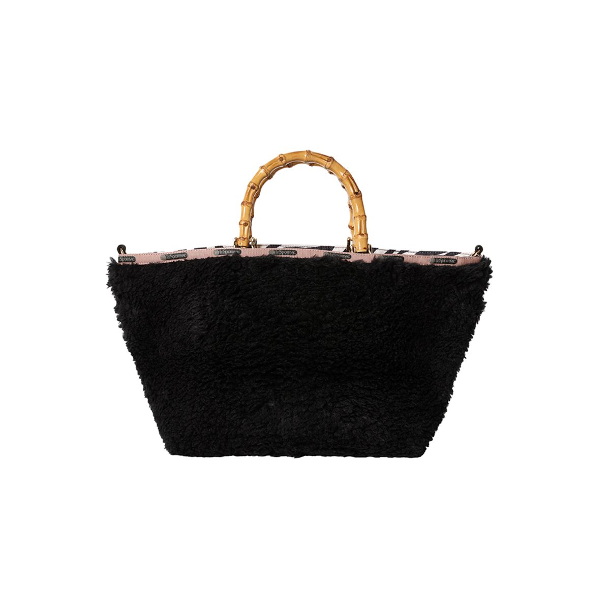 레스포색(LESPORTSAC) 섀도우 블랙 퍼 미디움 뱀부 토트백 [1440.HB88]