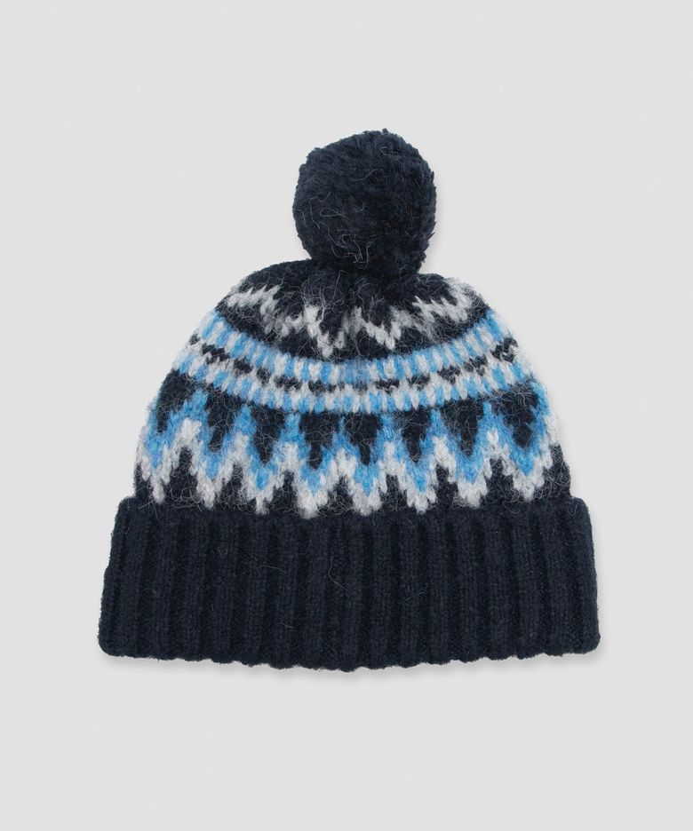 POMPOM KNIT BEANIE NAVY