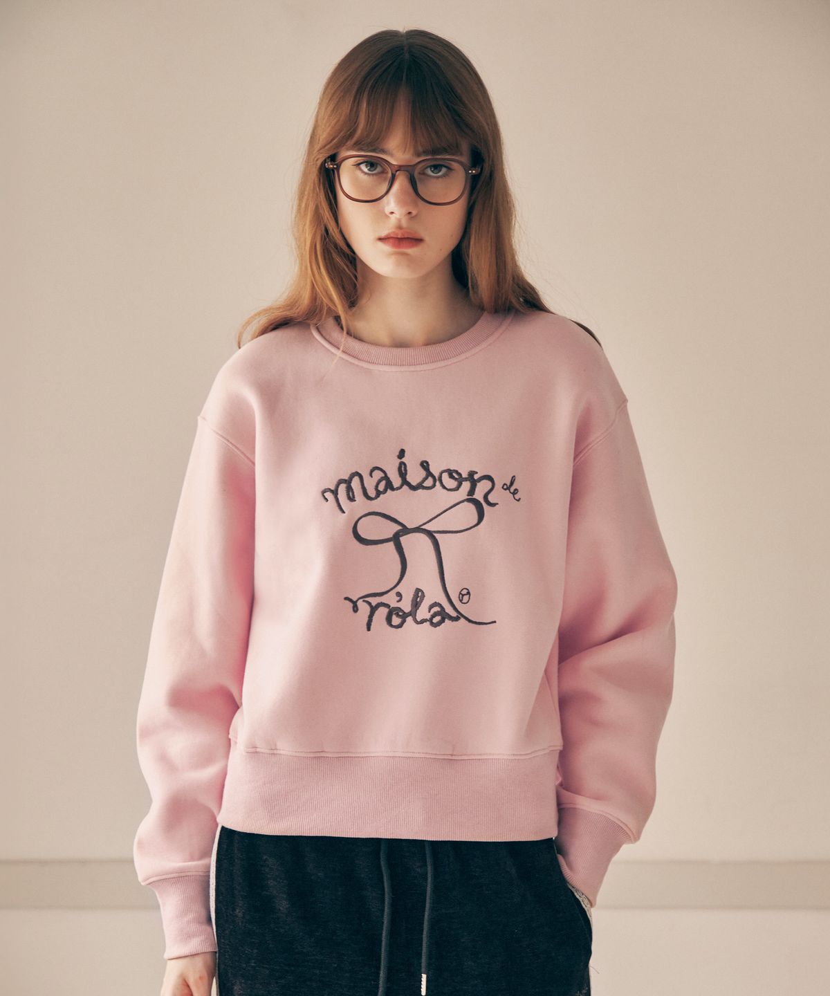 로라로라(ROLAROLA) RIBBON FLEECE SWEATSHIRT PINK