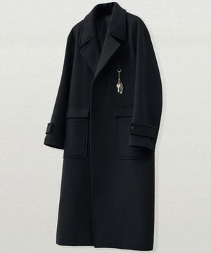 [WOOL 90] 오블리크 울 더블 코트 [블랙]