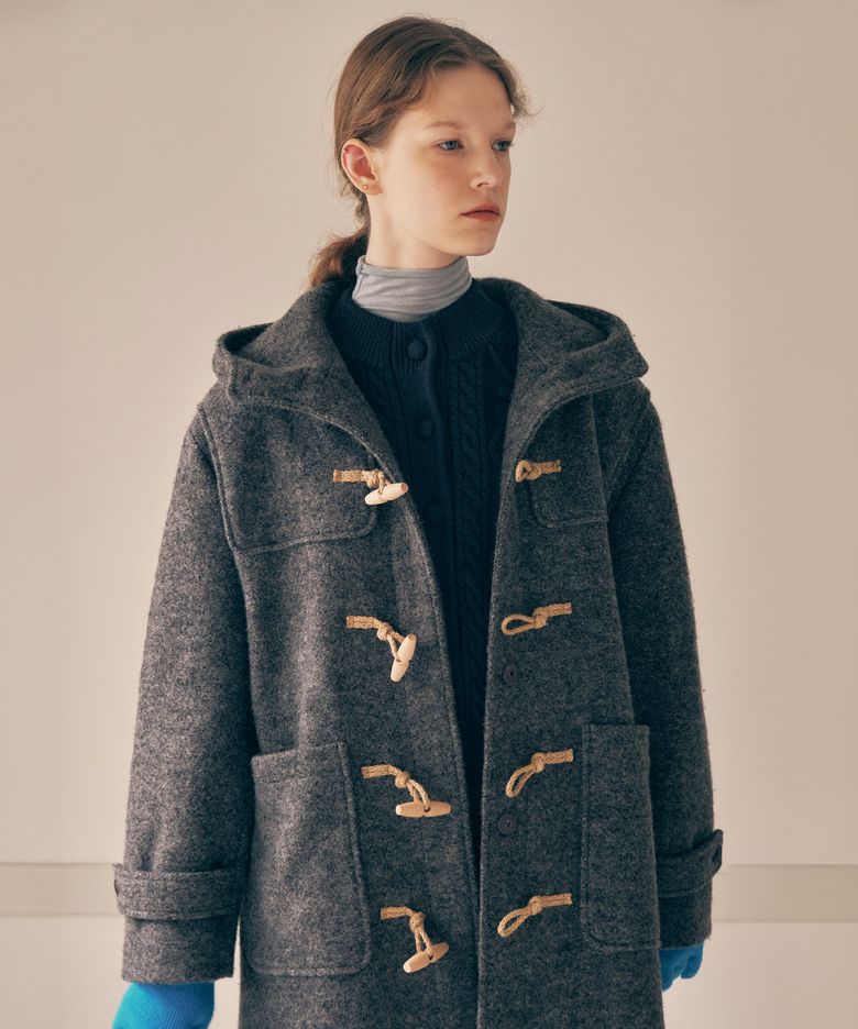 HOOD DUFFLE LONG COAT GRAY