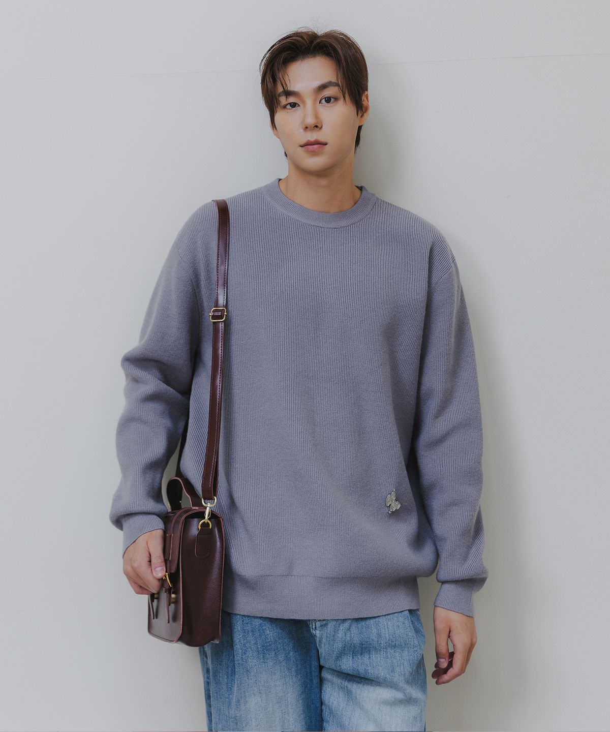 바켄(BAKKEN) 소프트 세미오버 라운드 니트 BK8940_그레이