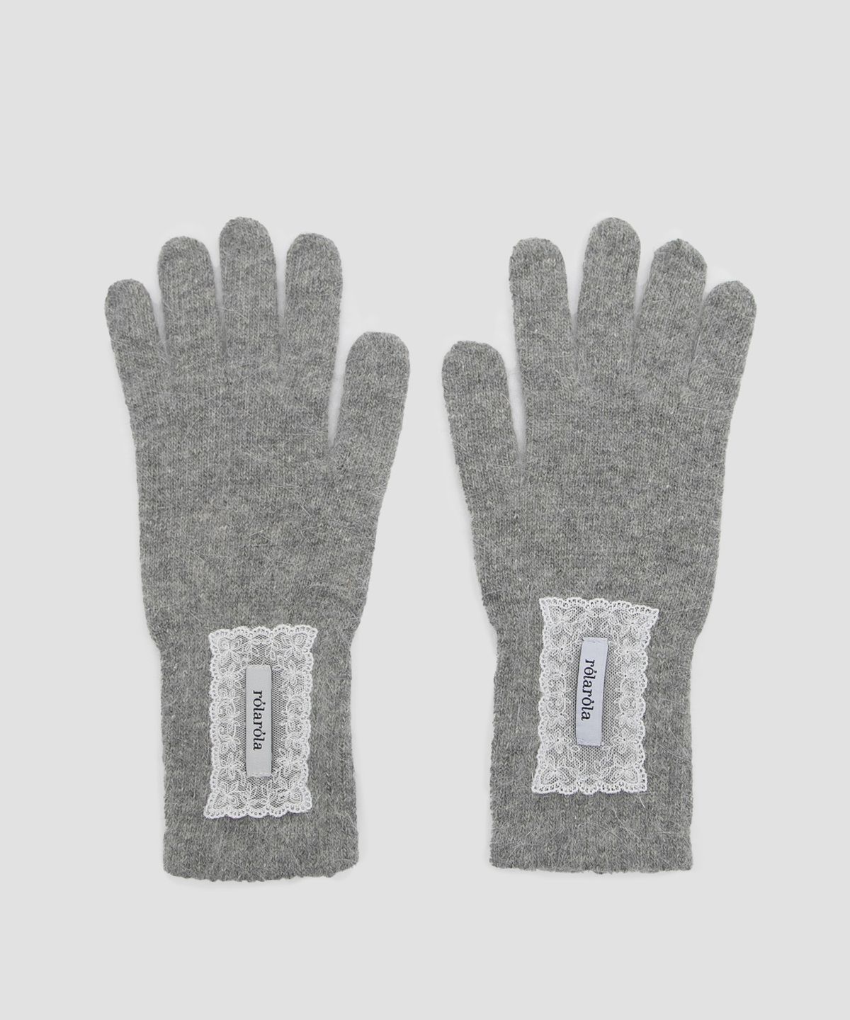 로라로라(ROLAROLA) LACE LABEL ANGORA GLOVES CHARCOAL