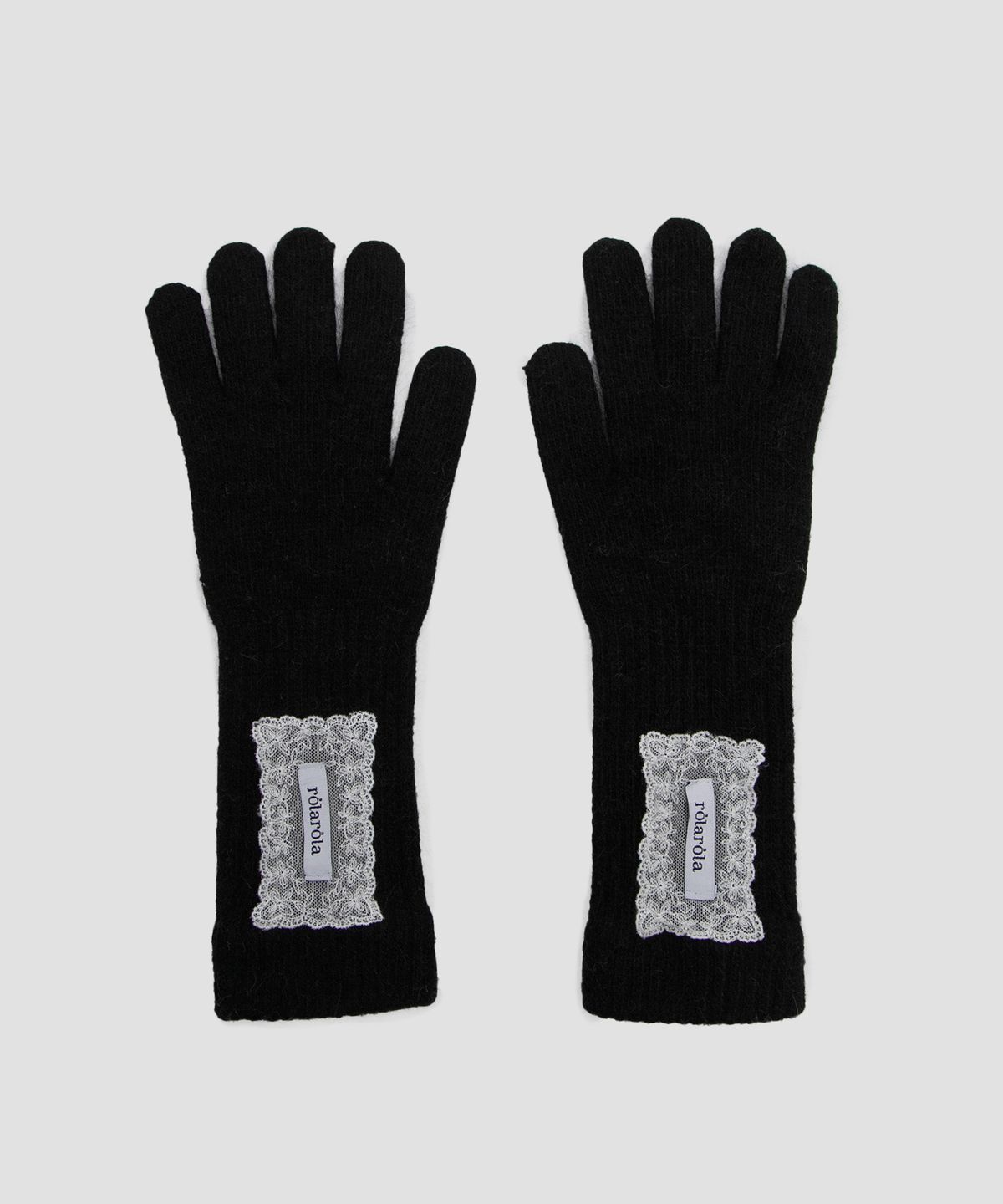 로라로라(ROLAROLA) LACE LABEL ANGORA GLOVES BLACK