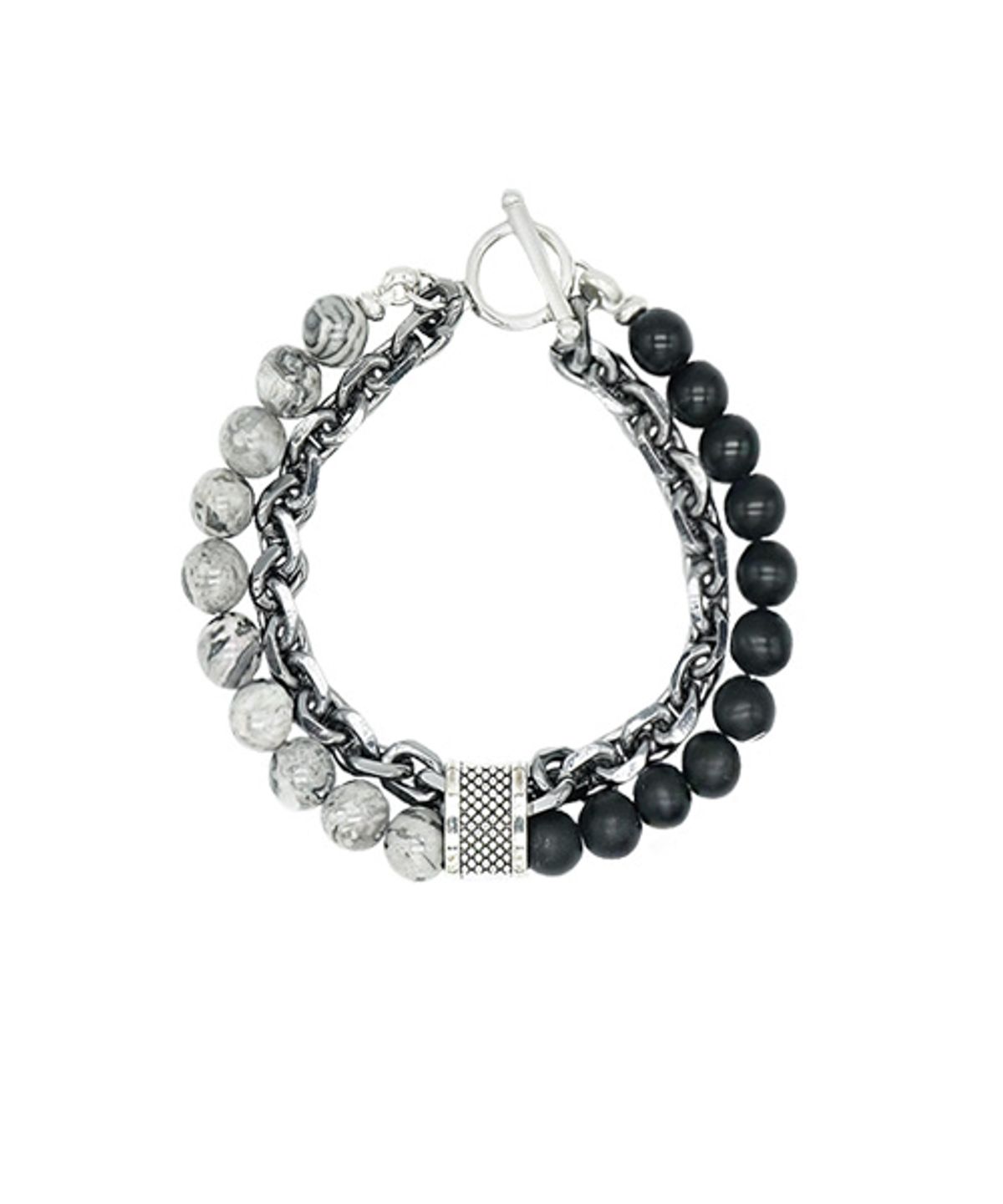 랜덤오프(RANDOMOFF) [Unisex] Chrome X-Black gemstone Bracelet