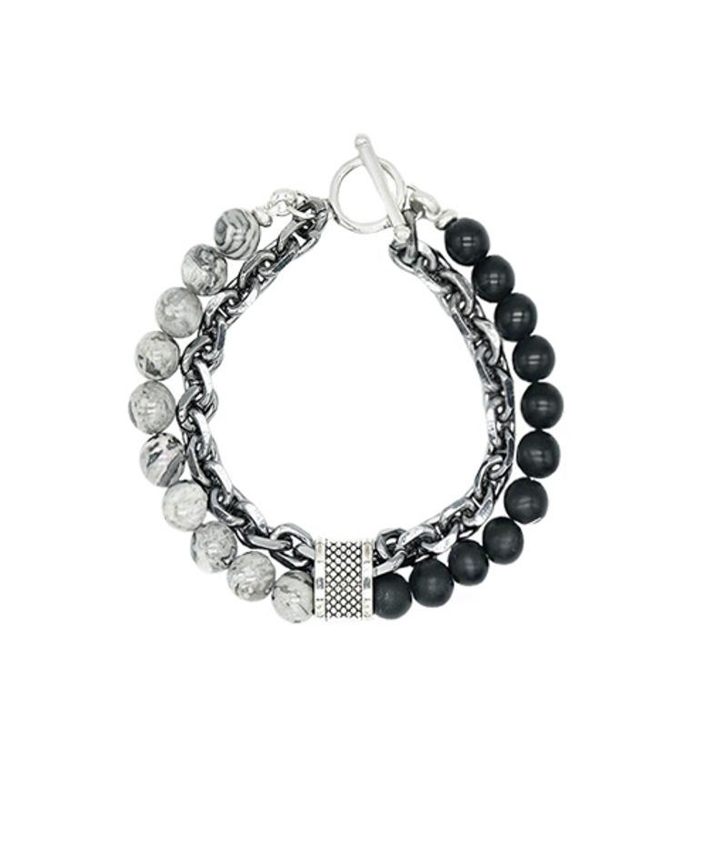 [Unisex] Chrome X-Black gemstone Bracelet