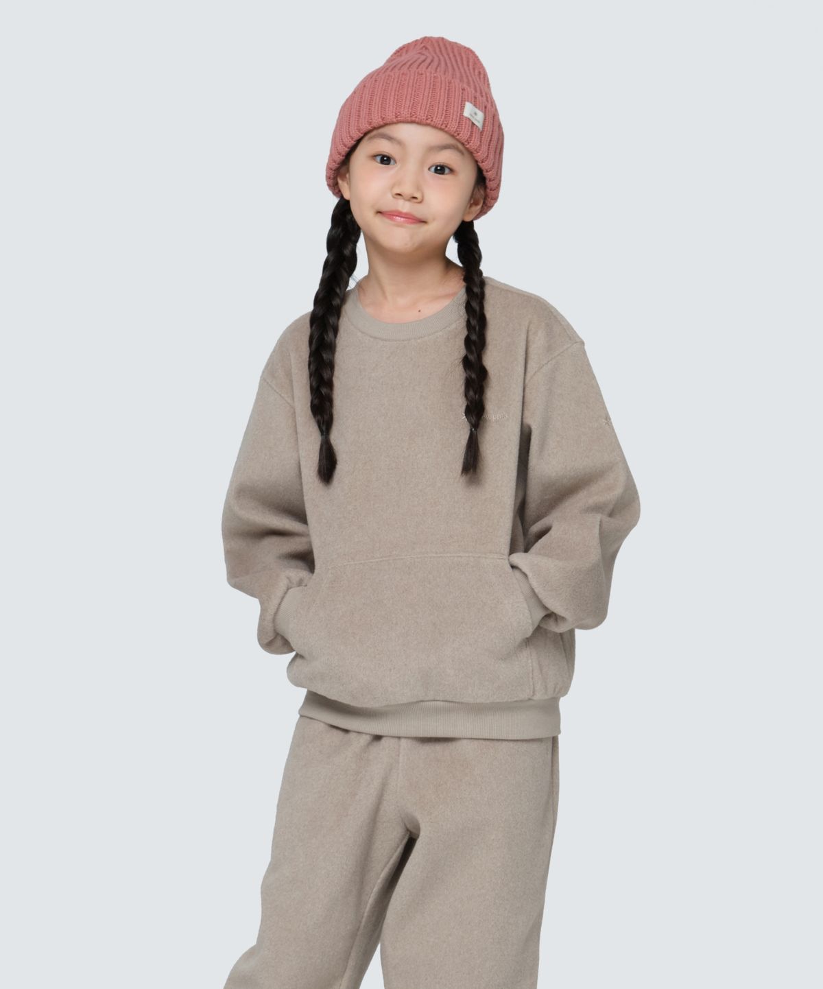스노우피크 어패럴 키즈(SNOWPEAK APPAREL KIDS) 키즈 웜 플리스 맨투맨 (S24WKFHT81) Beige