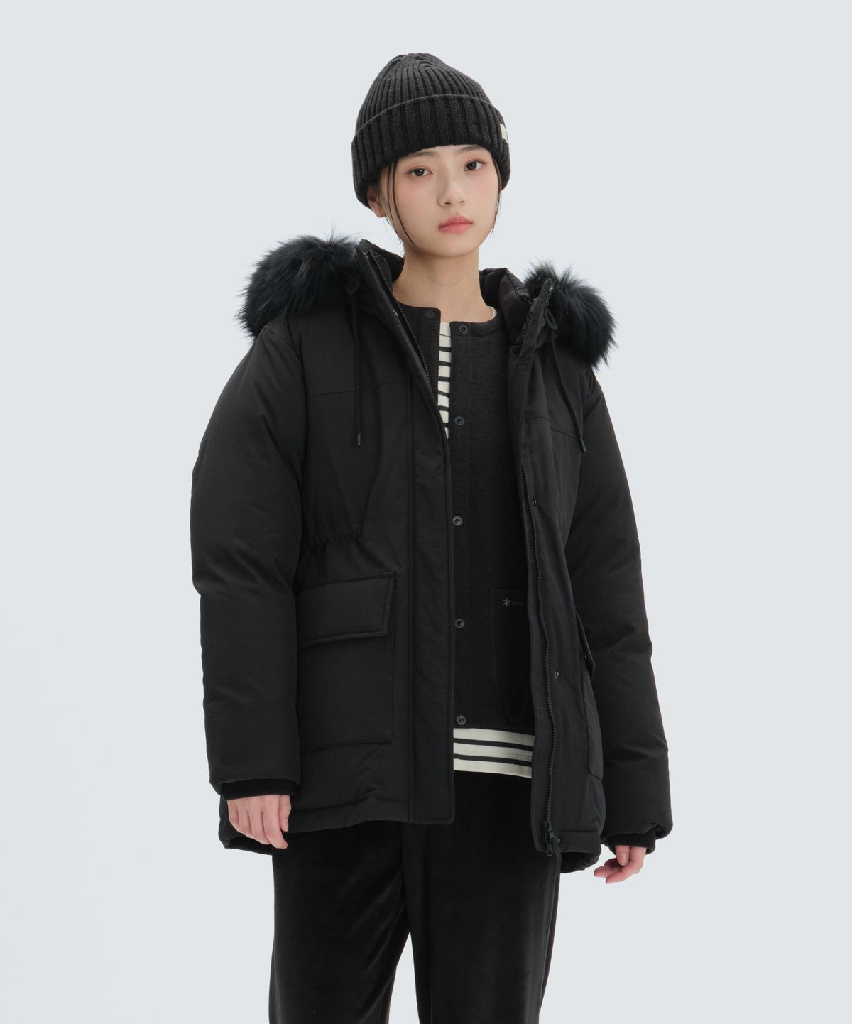 스노우피크 어패럴(SNOWPEAK APPAREL) 랜드 여성 후드 헤비 다운 자켓 (S24WWTDJ31) Black