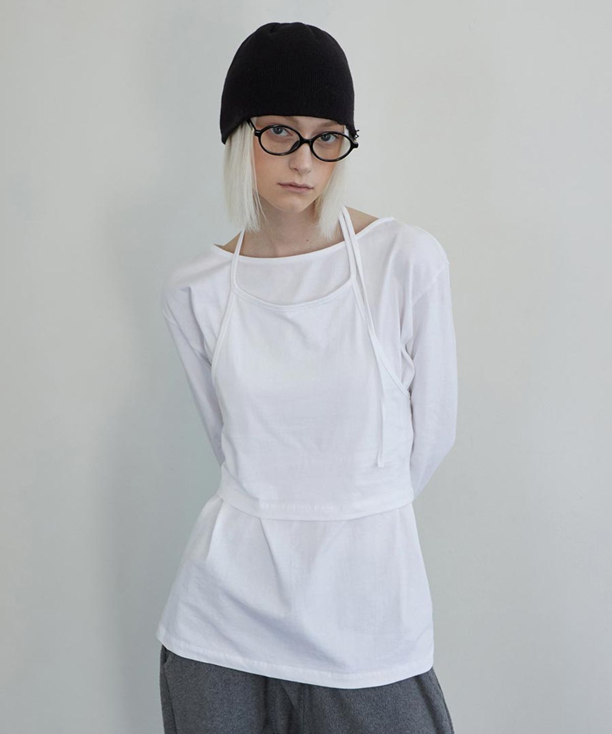 렌세(RENSE) Halter Sleeveless Set T-shirt White