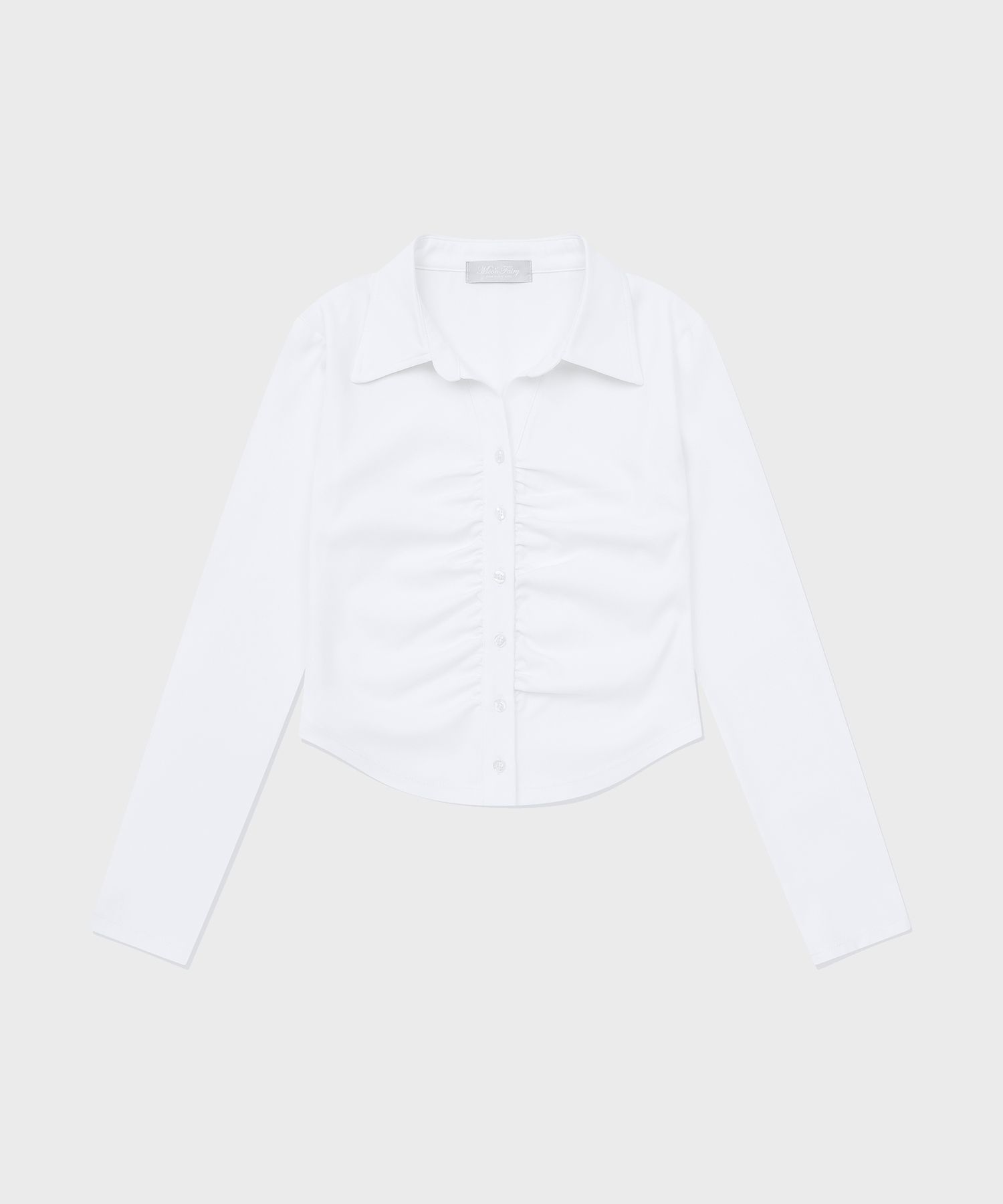 ♥ MOON FAIRY ♥MF DEMI SHIRRING LONGSLEEVE MUSINSA | MOON FAIRY MF Ronnie Shirring Shirt-White