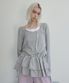 Frill Layered Long Sleeve Melange Gray