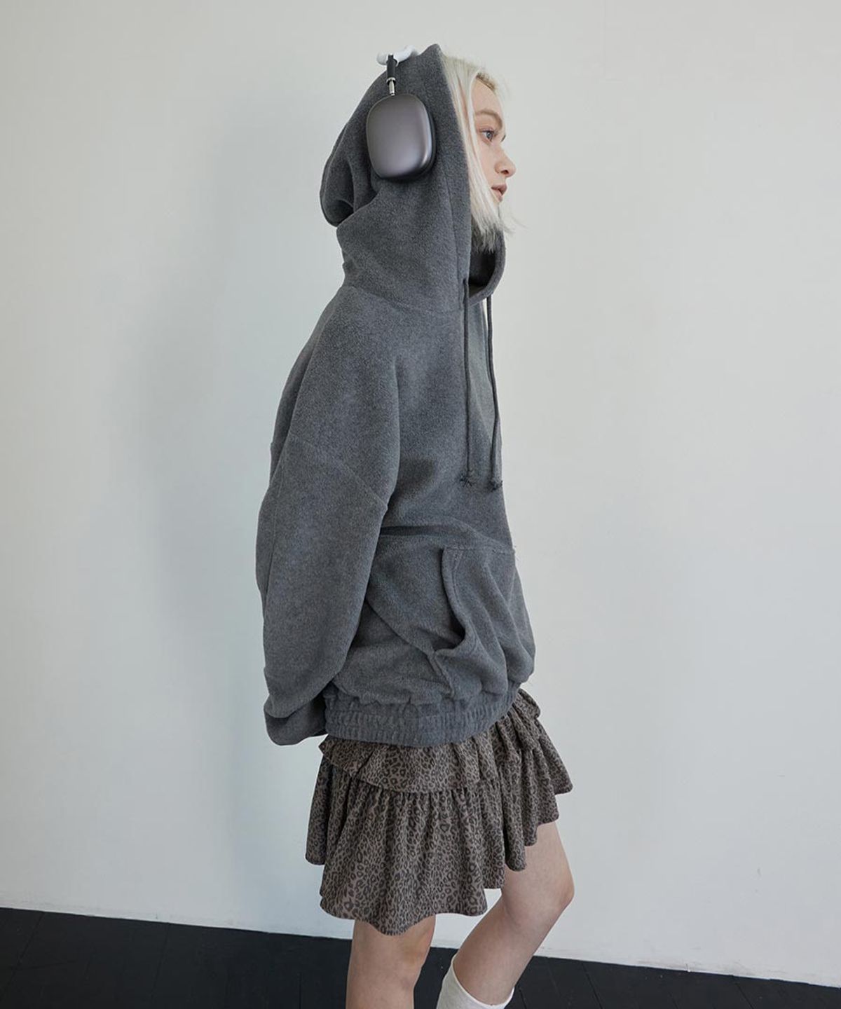 렌세(RENSE) Melange Fleece Pullover Hoodie Charcoal