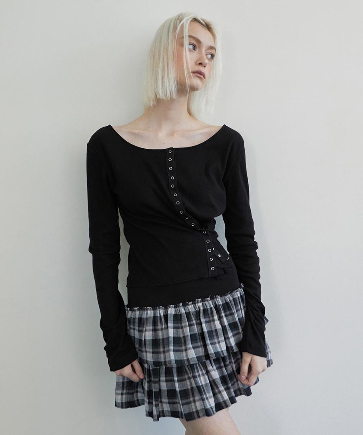 렌세(RENSE) Line Snap Long Sleeve Black