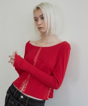 Line Snap Long Sleeve Red