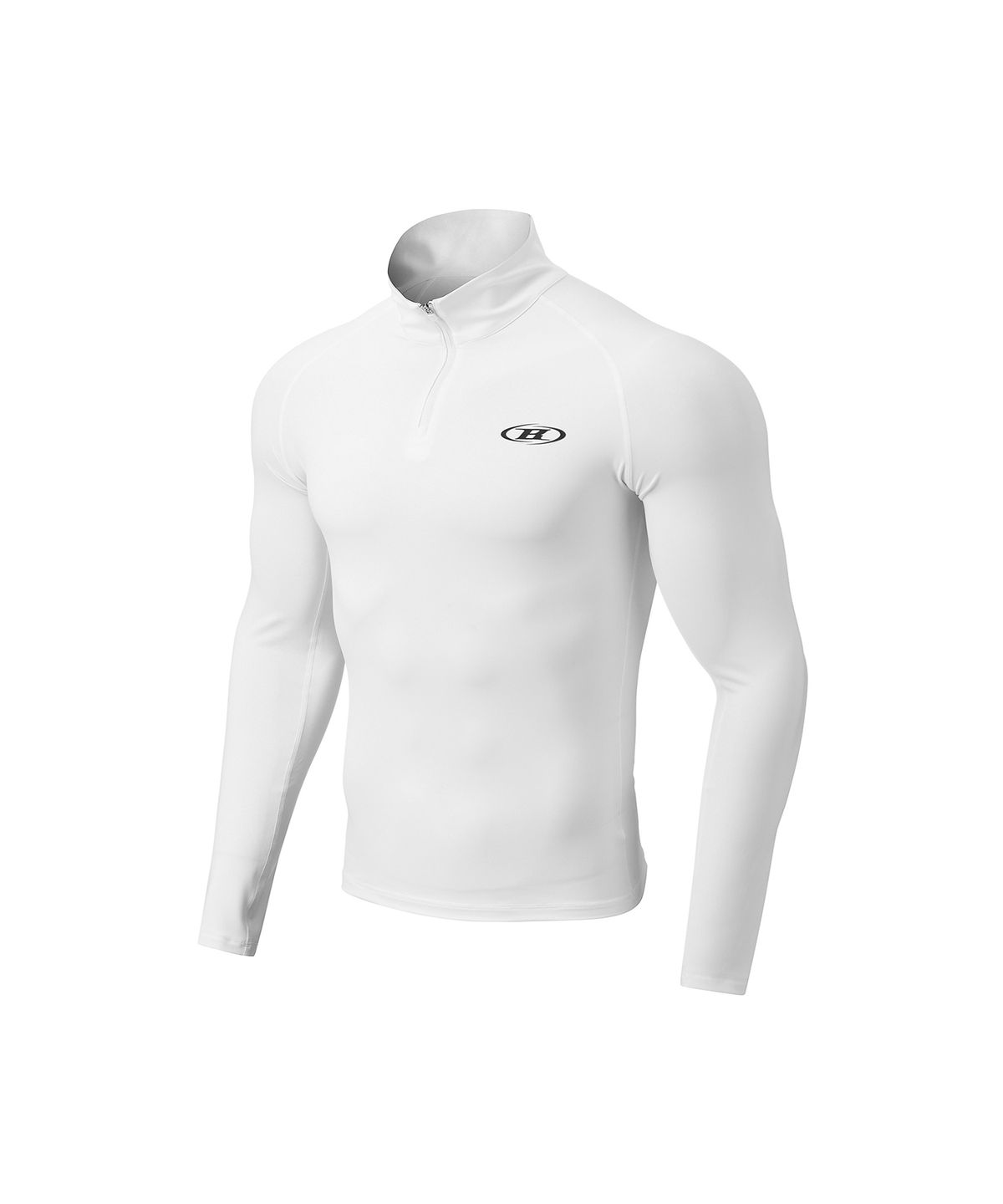 본투윈(BORN TO WIN) SYMBOL B MUSCLE FIT HALF ZIP-UP LONGSLEEVE [WHITE]