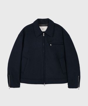 미니멀 울 카라드 자켓_네이비