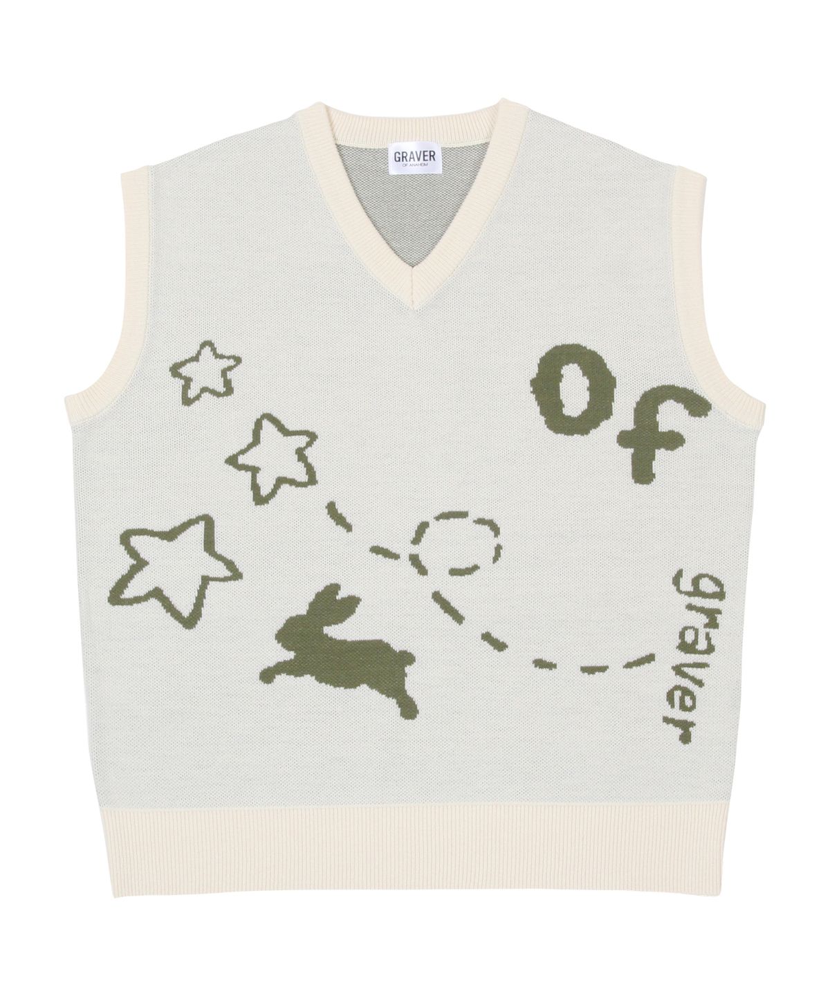그레이버(GRAVER) [UNISEX]Star OF 니트 베스트_크림